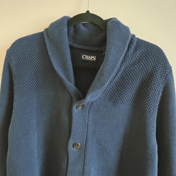 CHAPS I M Cotton Shawl Collared Cardigan I navy blue - Picture 4 of 9